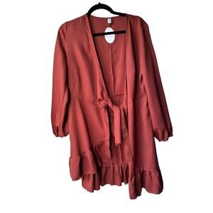 naggoo wrap mini dress rust orange women small